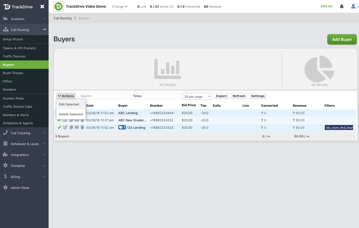 Trackdrive bulk update step 1 select the items you want to update.